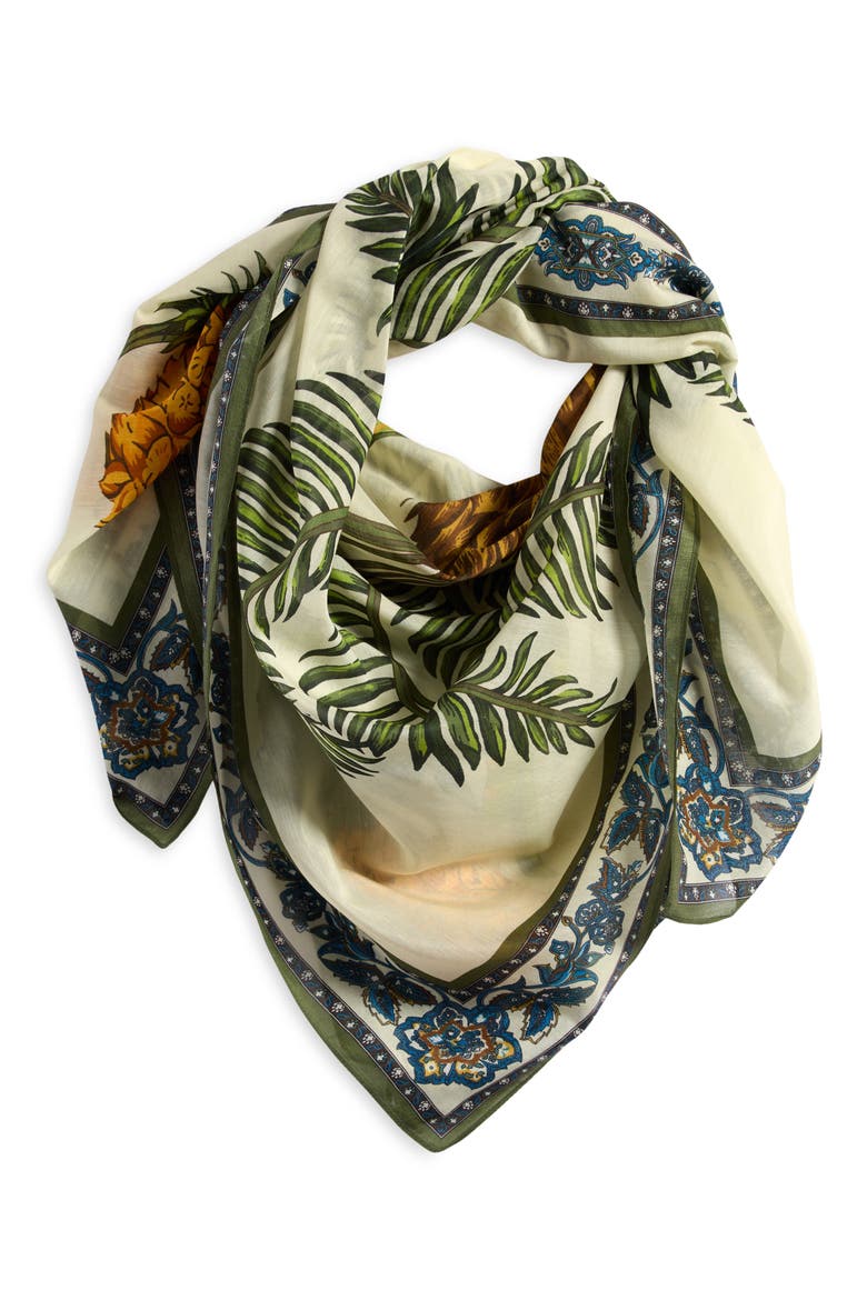 Palma Paradisi Cotton & Silk Square Scarf, Main, color, NATURAL