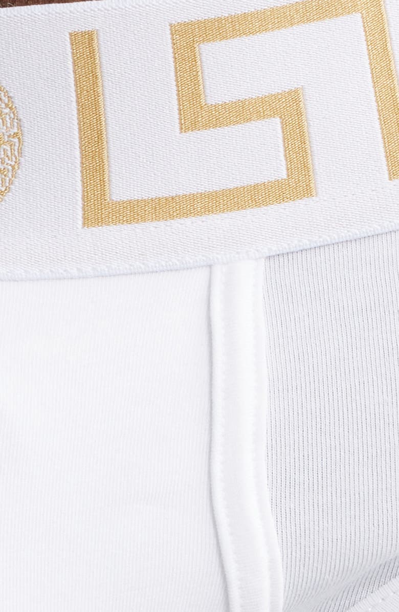 Versace Grecca Band Briefs, Alternate, color, White Greek Gold