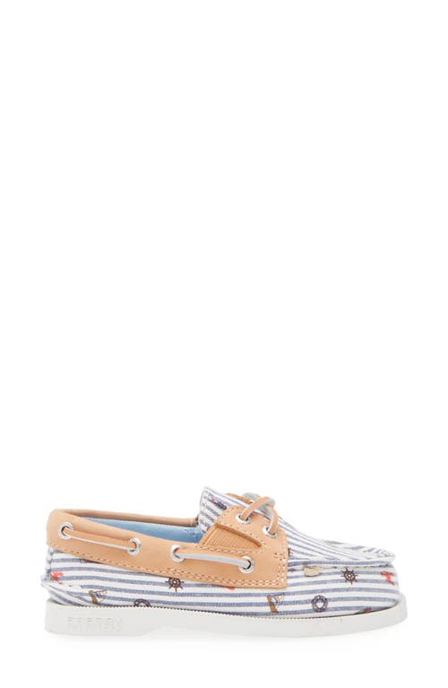 Sperry Kids' Authentic 2-eye Nautical Print Boat Shoe In Stripe Nautical Print