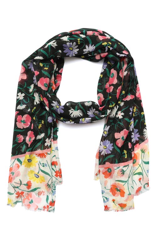 Kate Spade New York Spring Bouquet Oblong Scarf In Black Cream