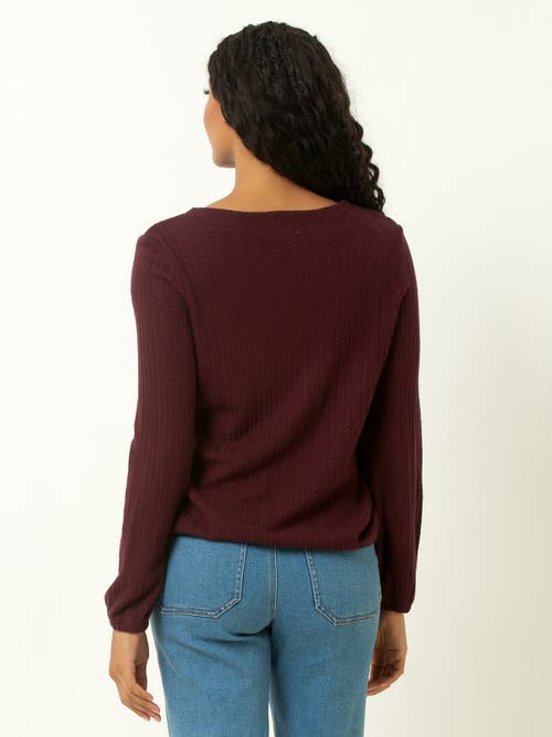 Single Stitch Cable Knit Cardigan In Burgundy