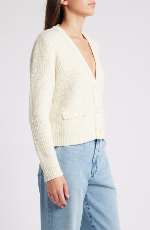 Frame Double Pocket Cropped Cardi Cream Wool In Cream