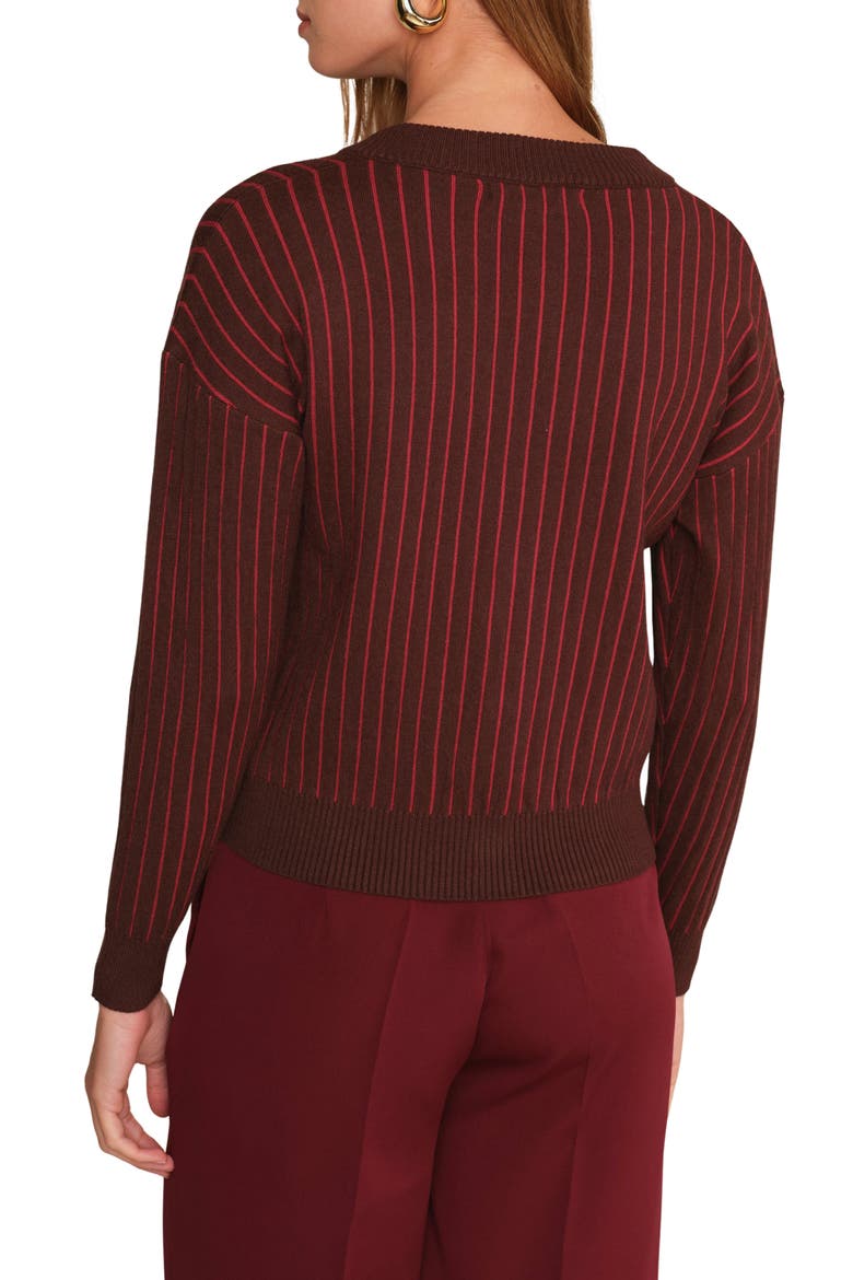 Moe Stripe Cardigan, Alternate, color, CACAO WITH MALBEC