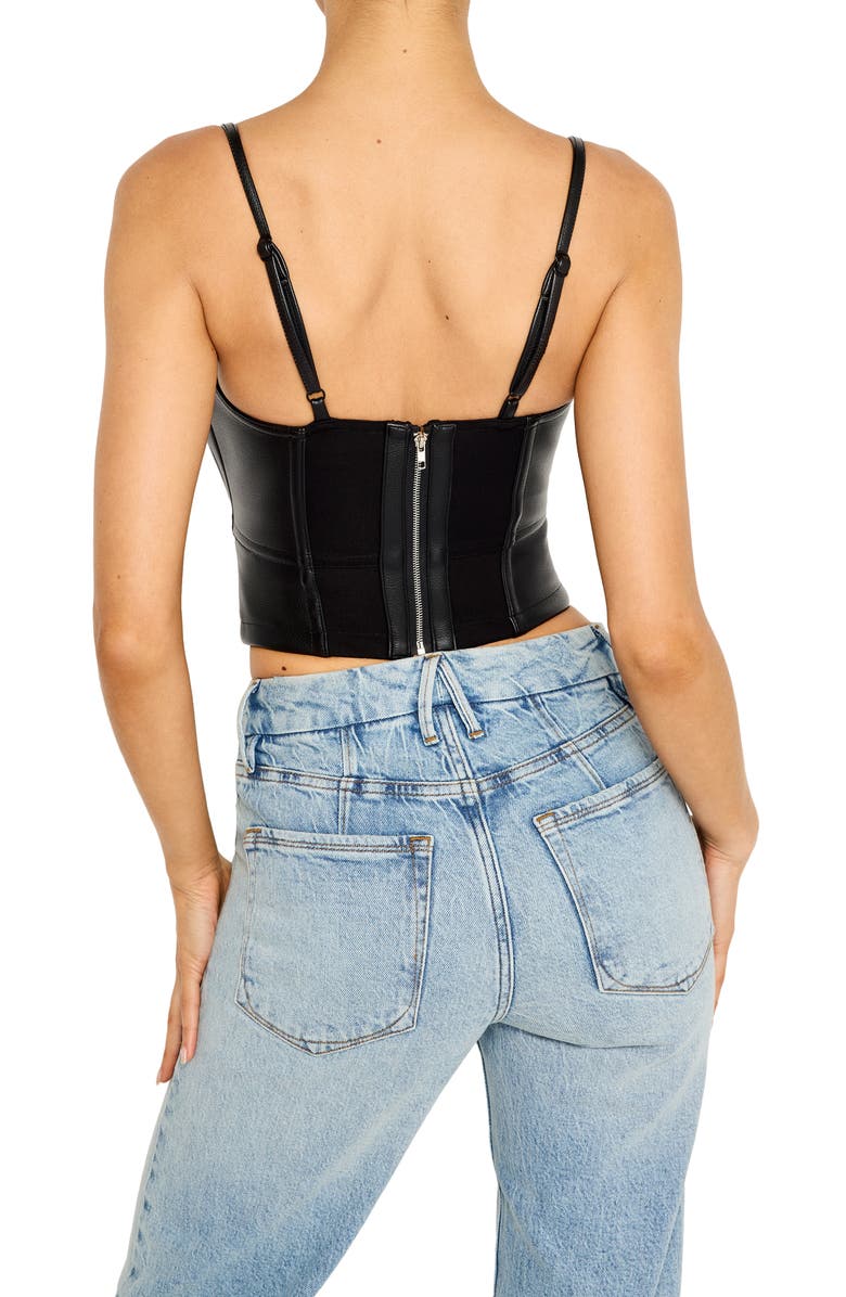 Good American Better Than Leather Lace-Up Underwire Corset, Alternate, color,