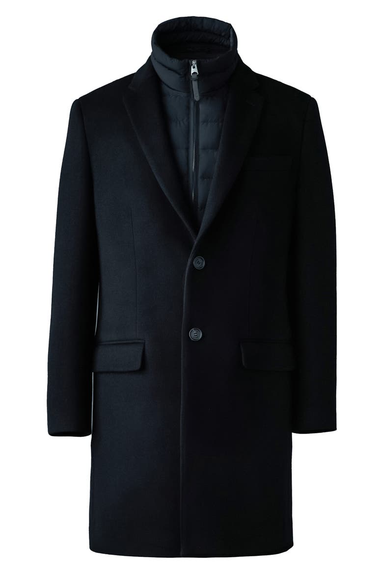 Skai Wool Coat with Removable Bib, Alternate, color, BLACK
