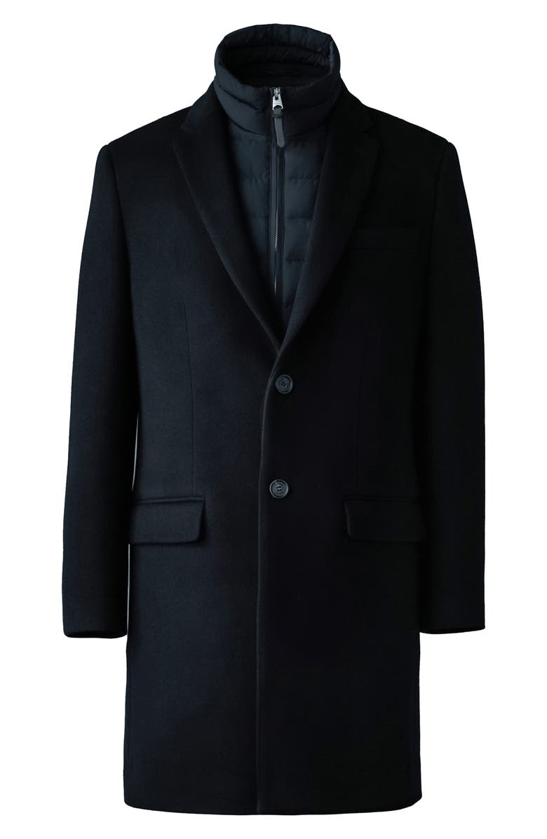 Mackage Skai-SLB Virgin Wool Coat with Removable Down Bib, Alternate, color, Black