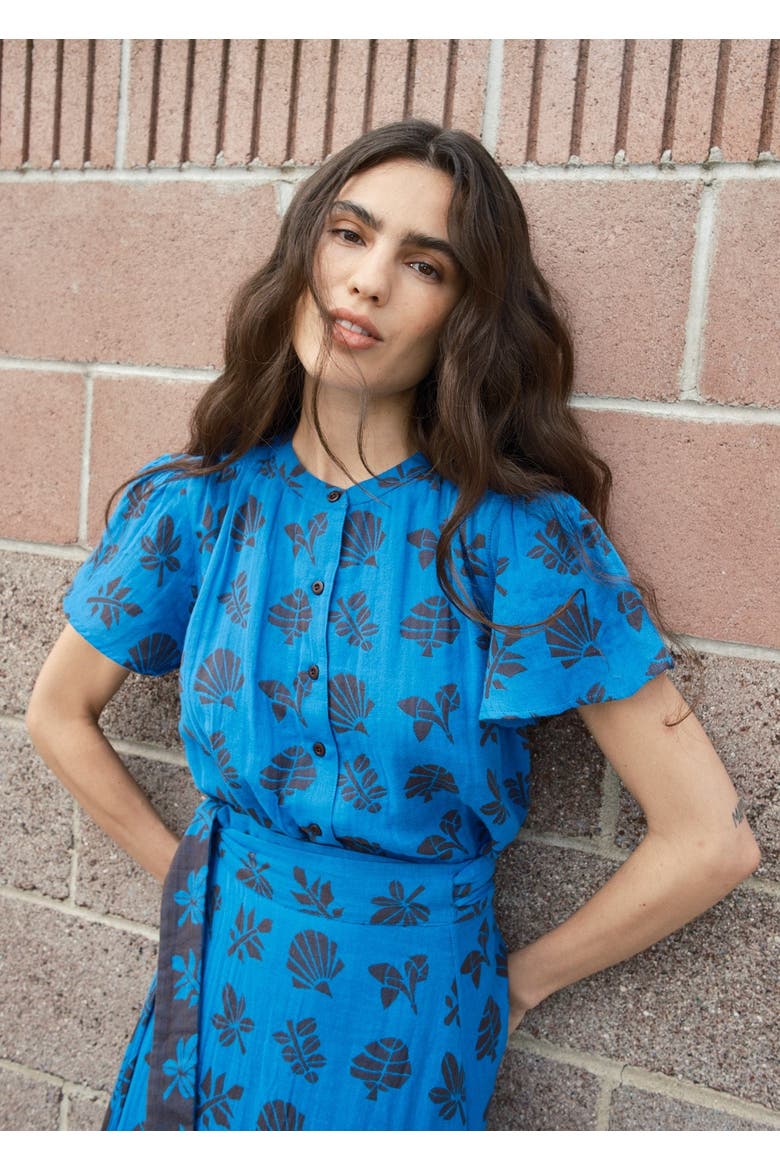 Kenna Flutter Sleeve Blouse, Alternate, color, Azure