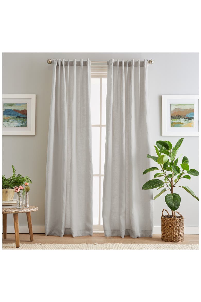 Set of 2 Linen Curtain Panels, Alternate, color, SILVER