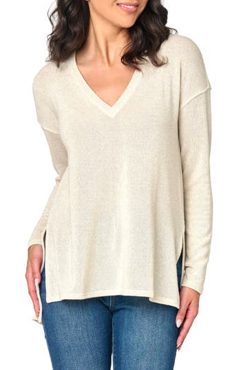 Gibsonlook V-neck High-low Tunic In Gray
