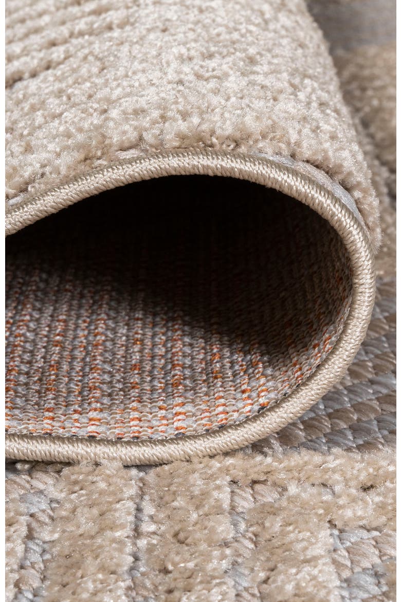 Jazz High-Low Pile Art Deco Geometric Indoor/Outdoor Area Rug, Alternate, color, Beige
