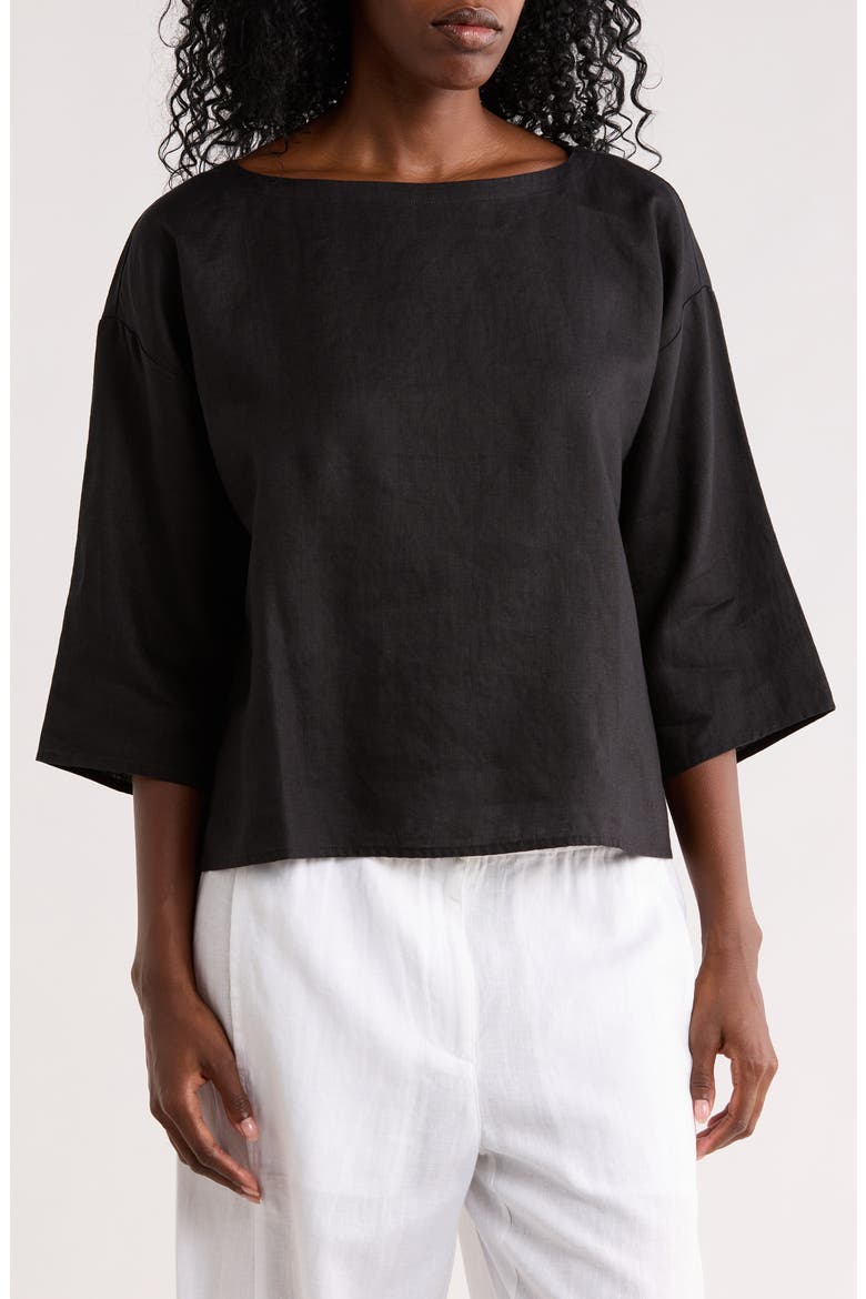Bateau Neck Box Top, Main, color, BLACK