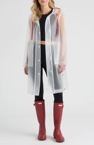 Hunter Alexa Waterproof Longline Matte Transparent Hooded Raincoat