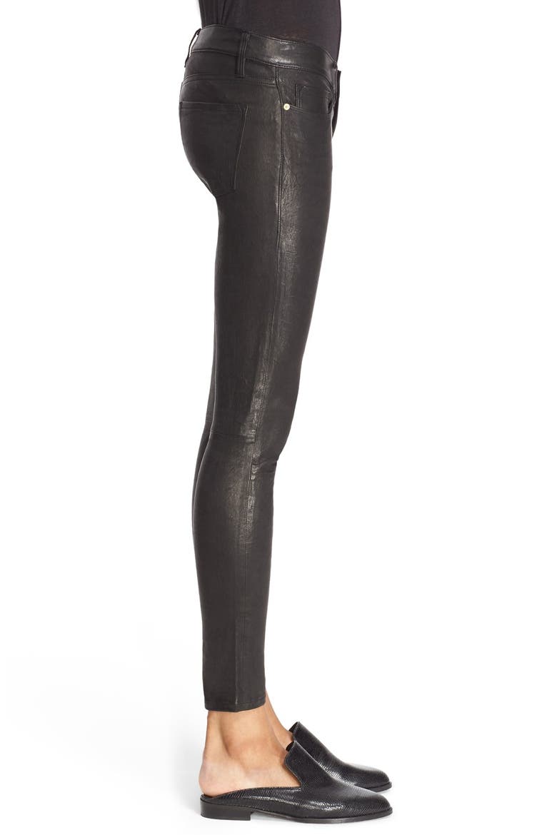 'Le Skinny' Lambskin Leather Pants, Alternate, color, WASHED BLACK