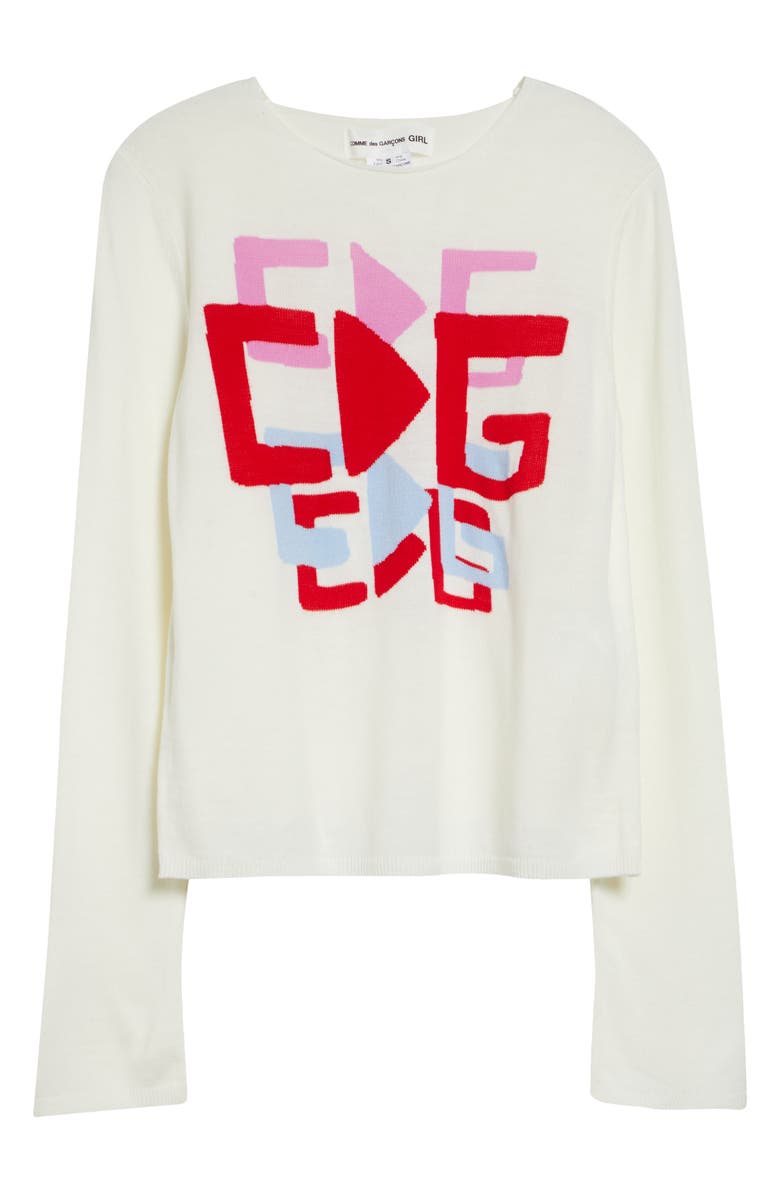 Comme des Garçons Girl x Brett Westfall Logo Intarsia Crewneck Sweater, Alternate, color, White