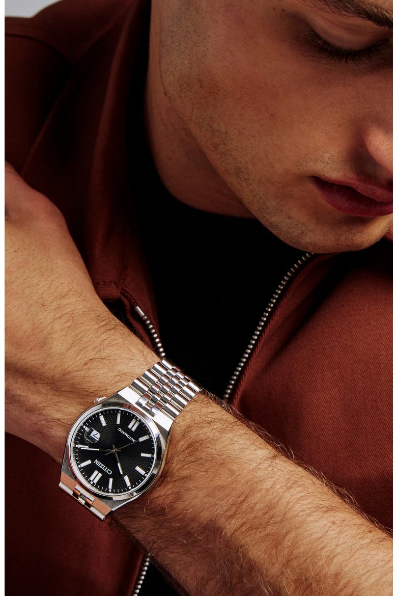 TSUYOSA 60 Black Automatic Bracelet Watch, 40mm, Alternate, color, SILVER-TONE