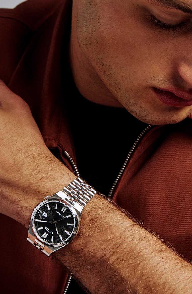 Citizen TSUYOSA 60 Black Automatic Bracelet Watch, 40mm, Alternate, color, Silver-Tone