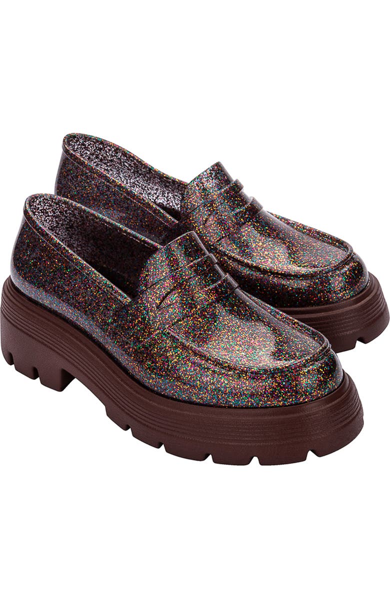 Melissa Royal Platform Penny Loafer, Main, color, Glitter Multicor
