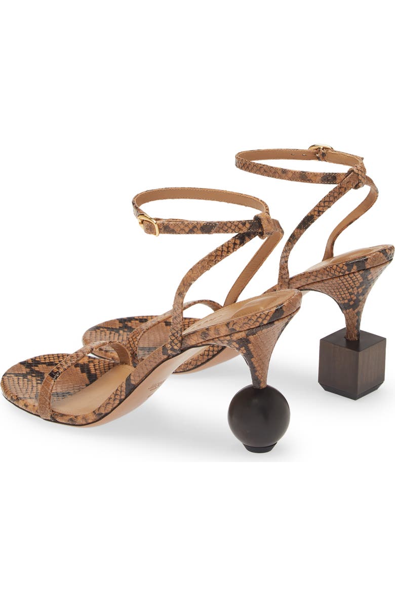 Jacquemus Les Sandales Bisou Mismatched Snakeskin Embossed Ankle Strap Sandal, Alternate, color,