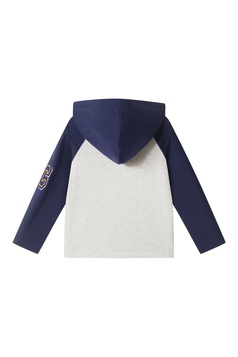 Kids' Embroidered Patch Detail Stretch Cotton Hoodie, Alternate, color, NVJ- NAVY SPORTS