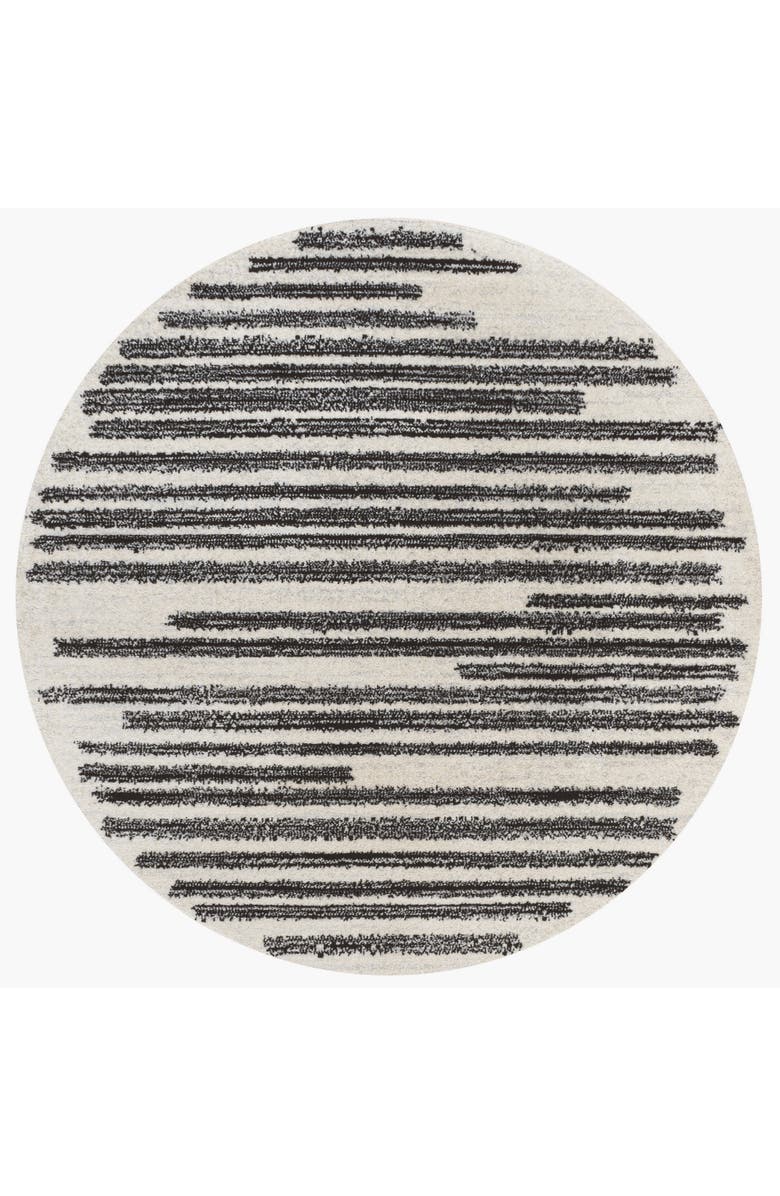 JONATHAN Y Khalil Modern Berber Stripe Round Area Rug, Main, color, Cream/Black
