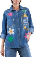 Billy T Pocketful of Sunshine Embroidered Denim Graphic Button-Up Shirt