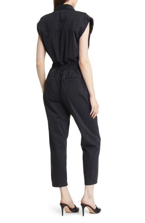 Pistola Rosie Padded Shoulder Cotton Jumpsuit In Fade To Black