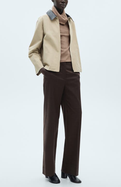Shop Mango Turtleneck Long Sleeve Top In Brown