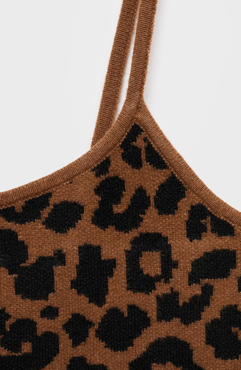 MANGO Leopard Knit Crop Camisole, Alternate, color, Medium Brown