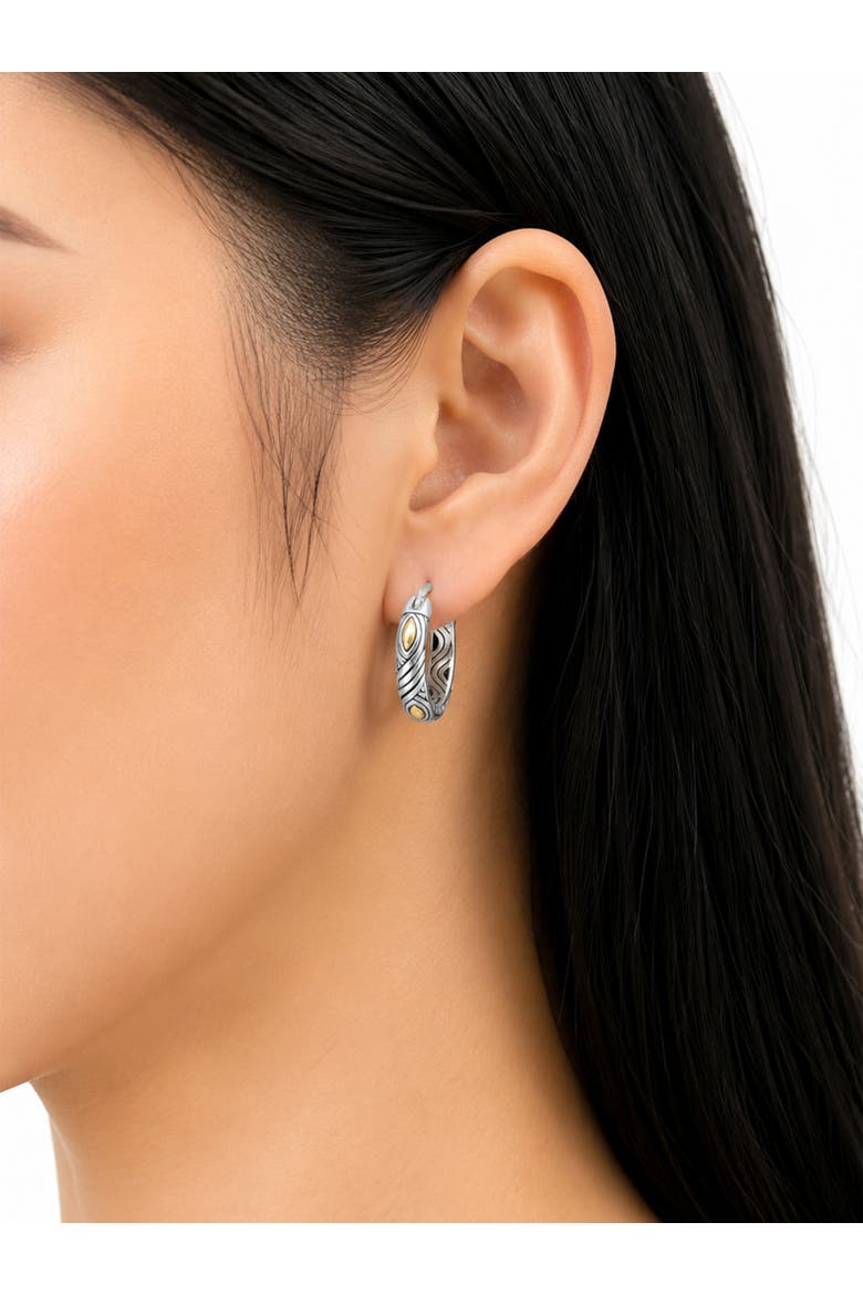 20mm Woven Hoop Earrings in Sterling Silver and 18K Gold, Alternate, color, Silver