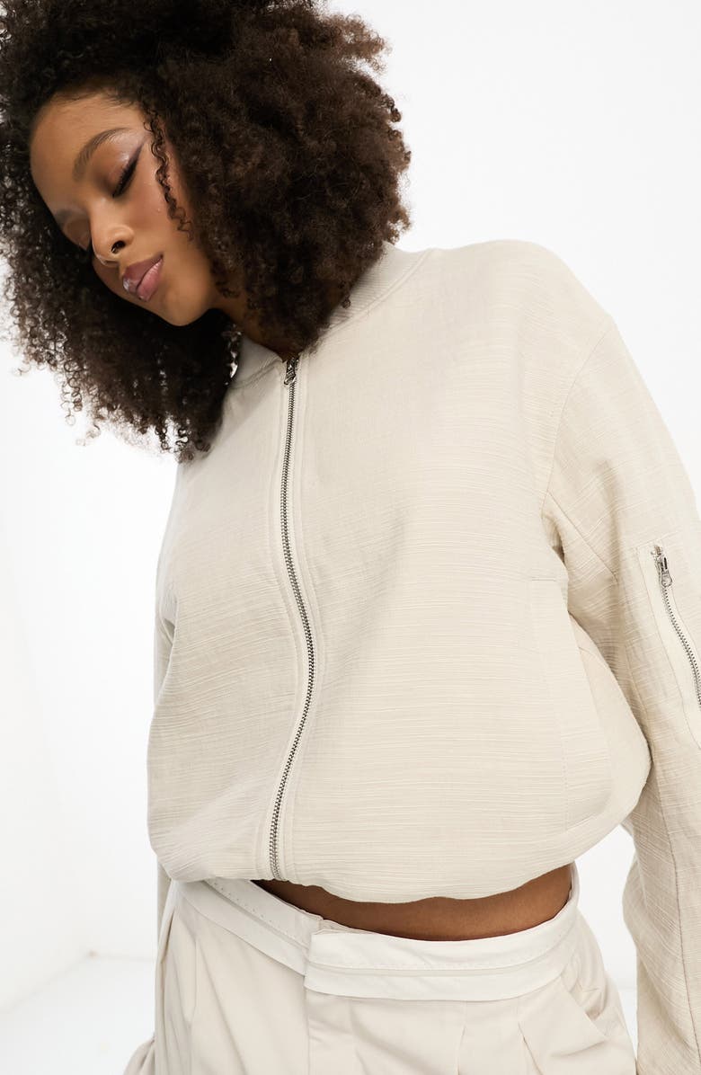 ASOS DESIGN Textured Cotton Bomber Jacket, Alternate, color, 
