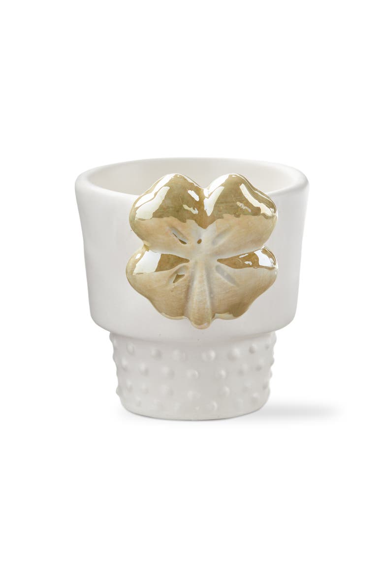 Clover Mini Planter Garden Pot White Multi Earthenware 2.47x2.3x2.98 in, Main, color, White