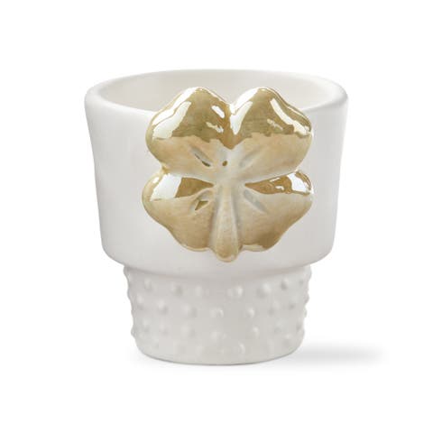Clover Mini Planter Garden Pot White Multi Earthenware 2.47x2.3x2.98 in
