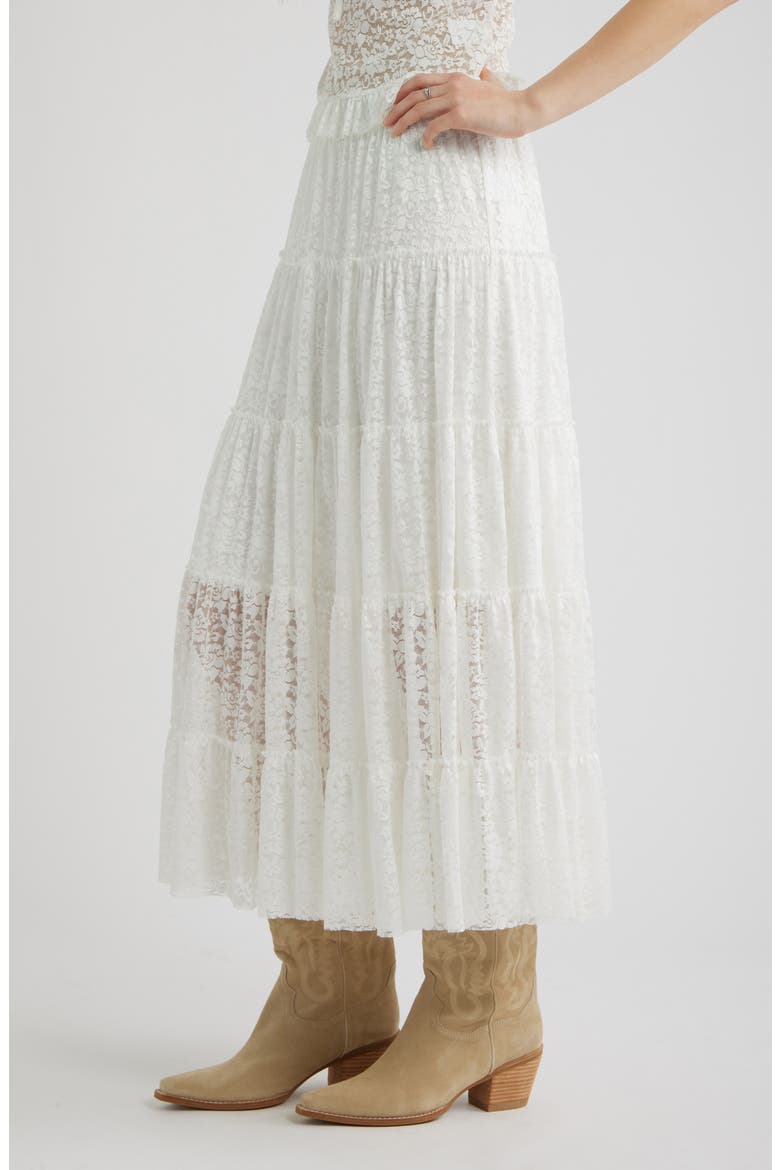 Lace Maxi Skirt, Alternate, color, WHITE