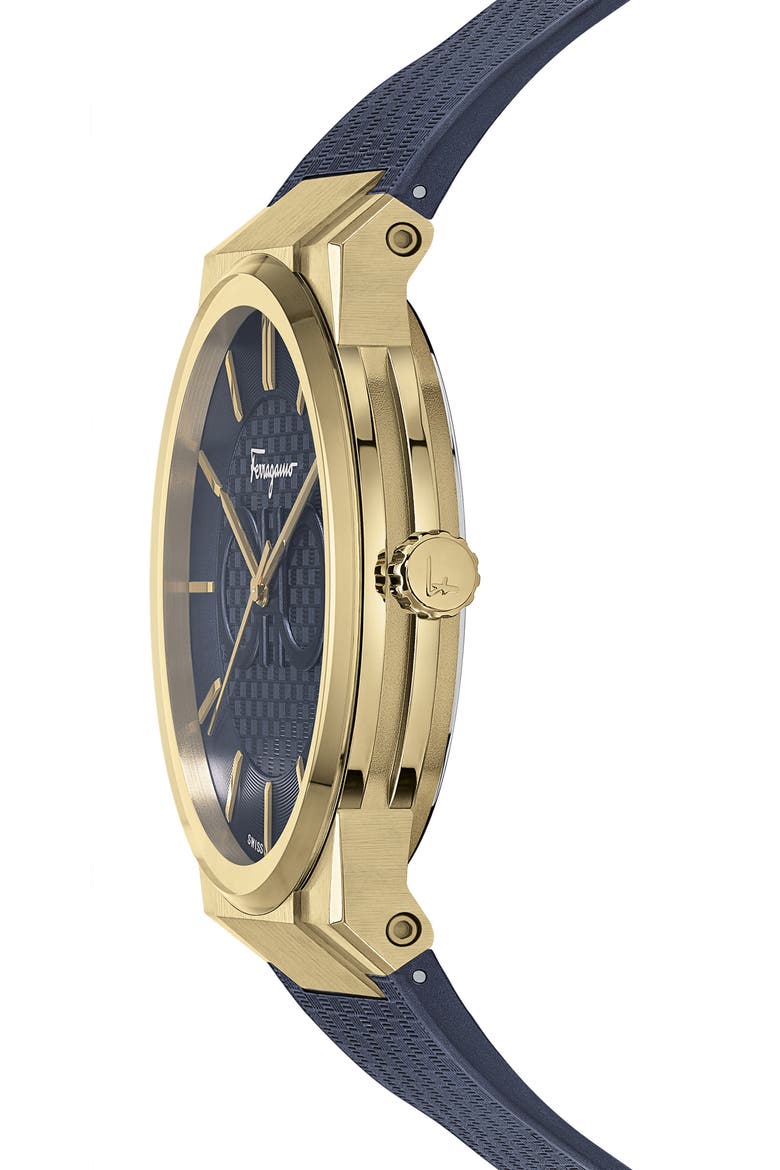 Sapphire Rubber Strap Watch, 41mm, Alternate, color, BLUE/ GOLD