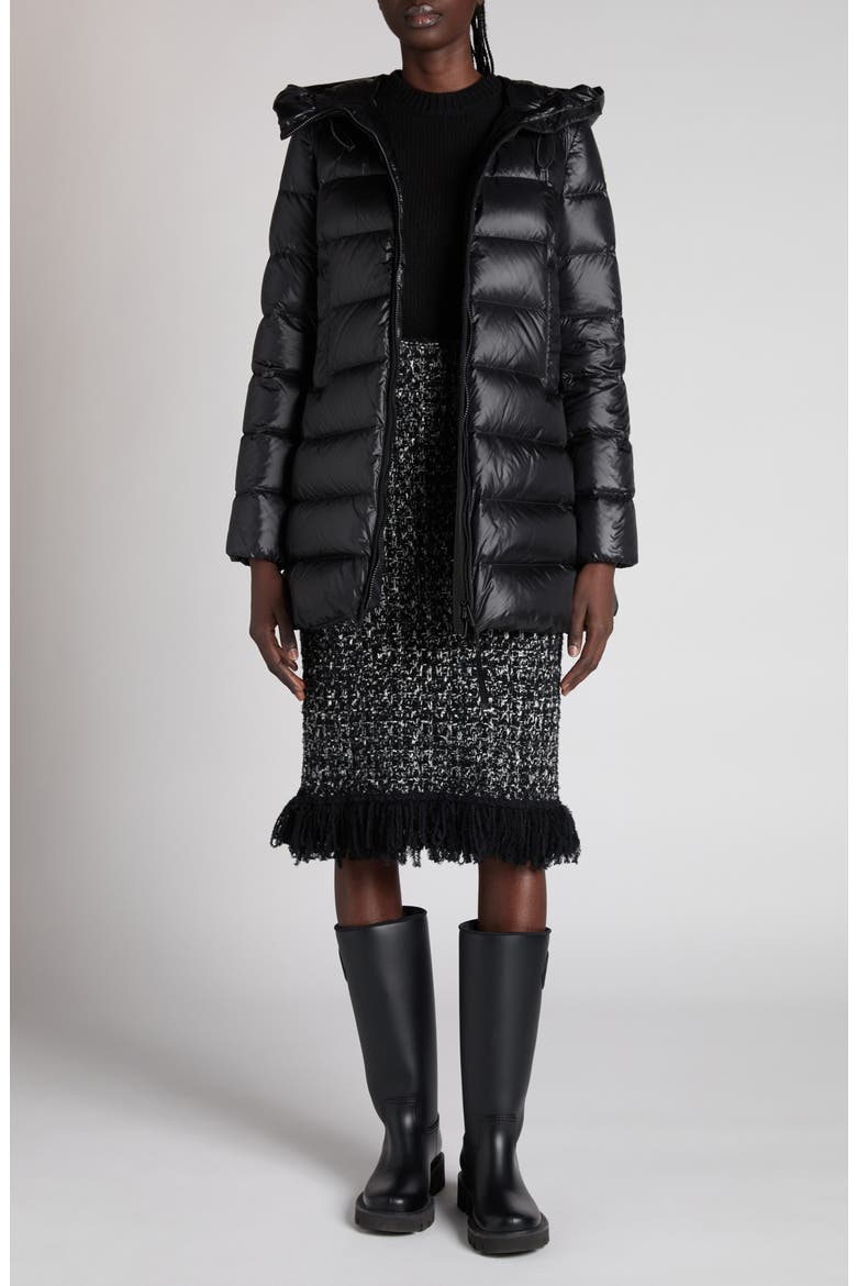 Suyenne Long Down Coat, Alternate, color, BLACK