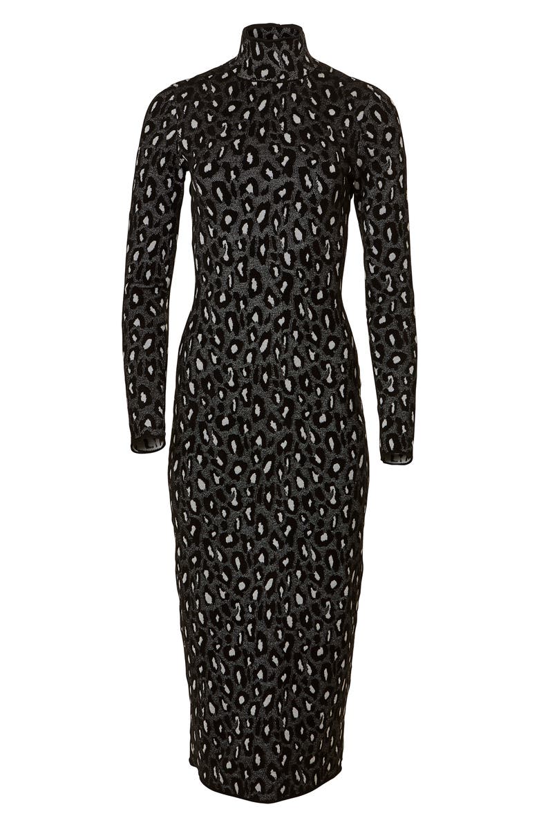 Carolina Herrera Animal Jacquard Long Sleeve Sweater Dress, Alternate, color, 