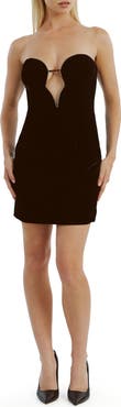 Bardot Lilah Strapless Velour Minidress