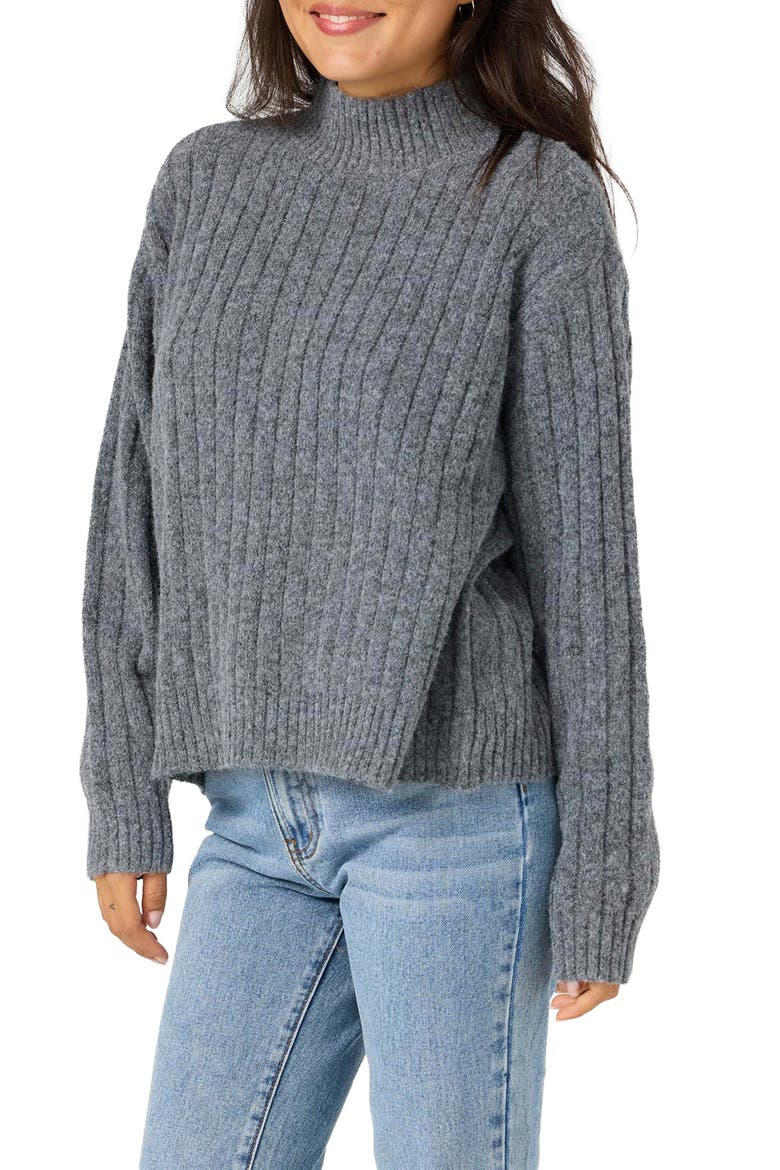 Cypress Mock Neck Sweater, Alternate, color, CHARCOAL