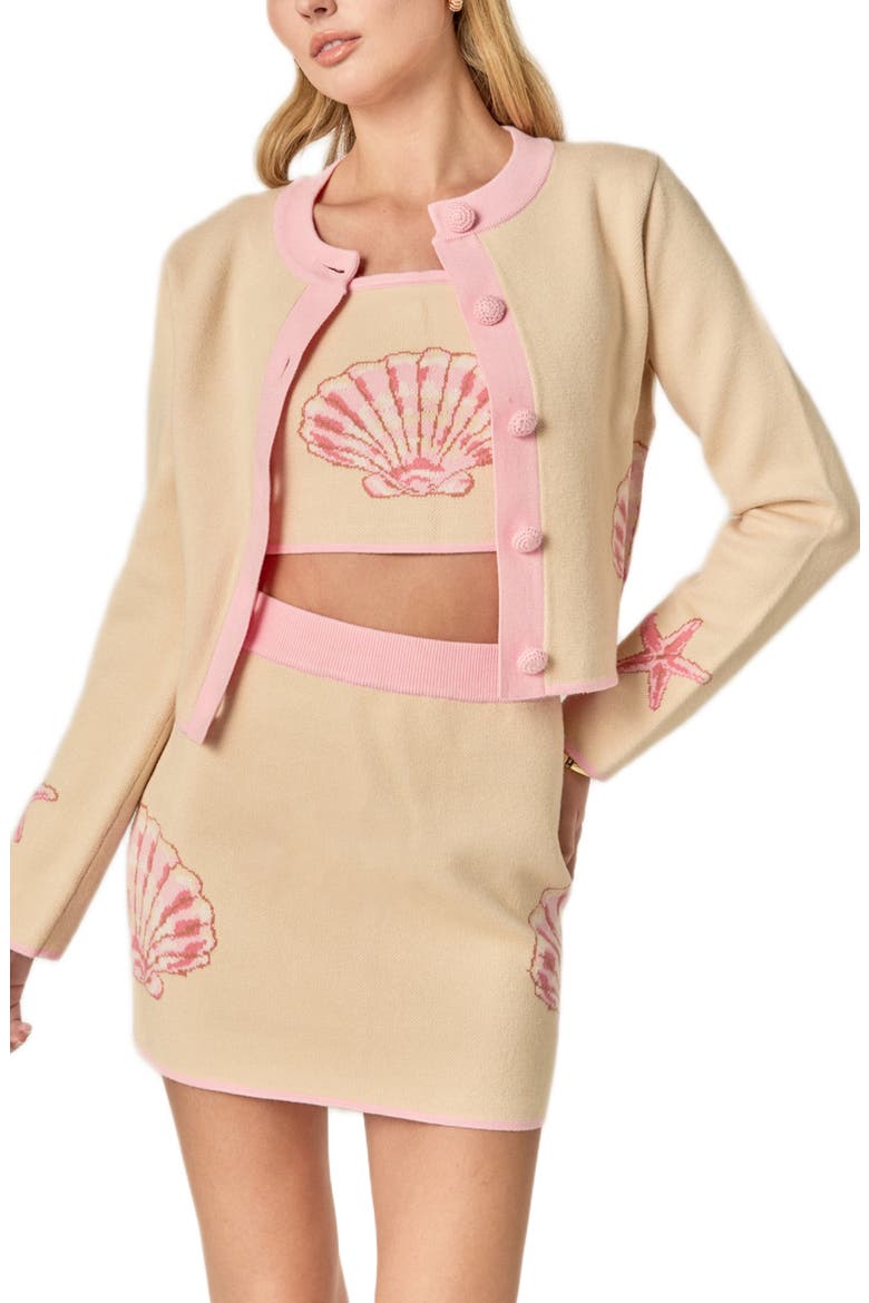 Seashell Cardigan, Alternate, color, LIGHT BEIGE/ PINK