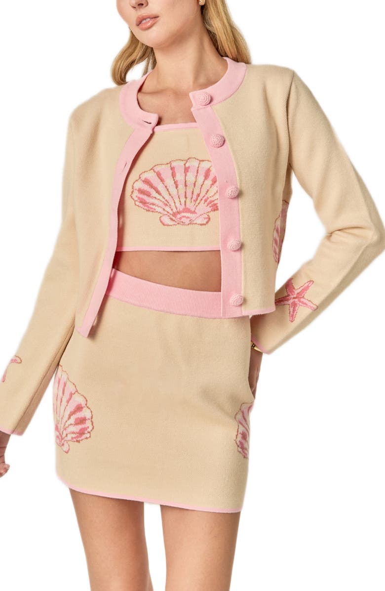 English Factory Seashell Cardigan, Alternate, color, 