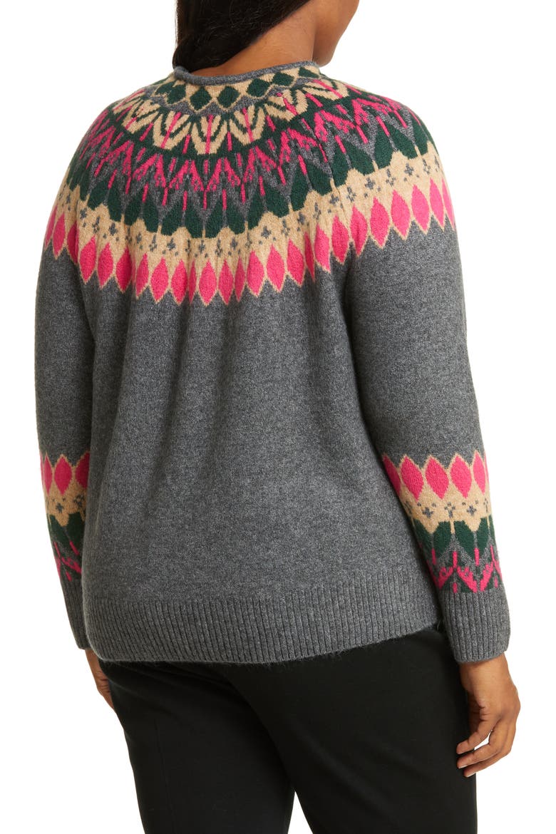 Fair Isle Sweater, Alternate, color, MEDIUM HEATHER GREY