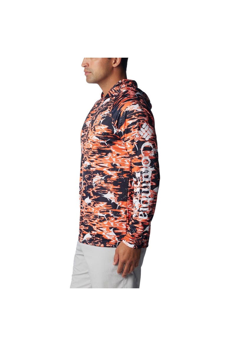 Men's Columbia Navy Auburn Tigers PFG Terminal Tackle Omni-Shade Rippled Long Sleeve Hooded T-Shirt, Alternate, color, Navy