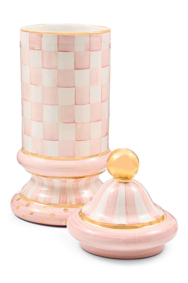 Rosy Check Ceramic Column Canister, Alternate, color, ROSY