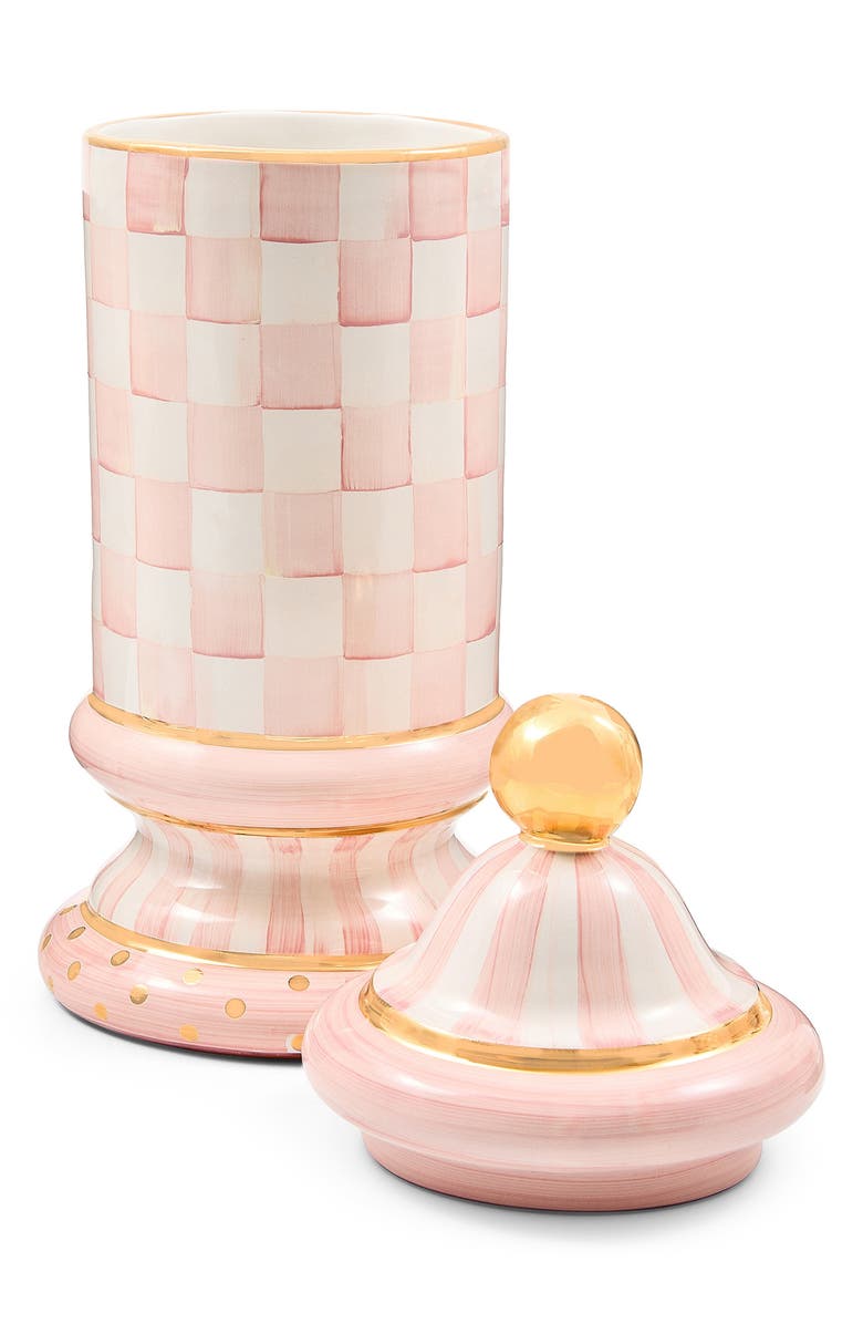 MACKENZIE CHILDS Rosy Check Ceramic Column Canister, Alternate, color, Rosy