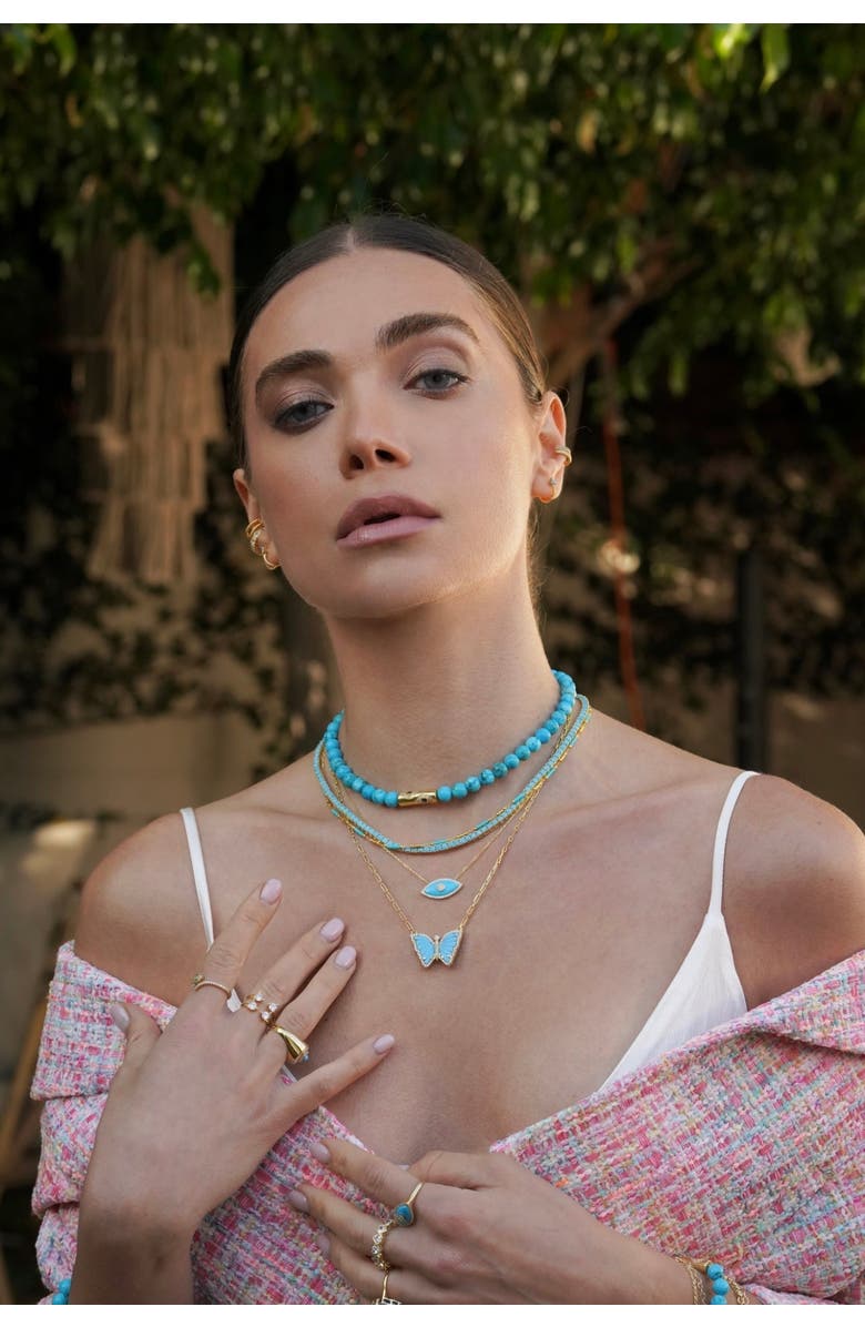 Gemma Azzurro Turquoise beaded rod eye necklace, Alternate, color, Turquoise