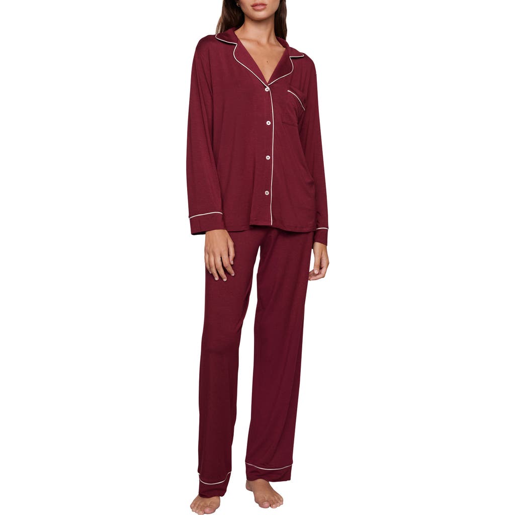 Eberjey Gisele Long Pajamas In Burgundy