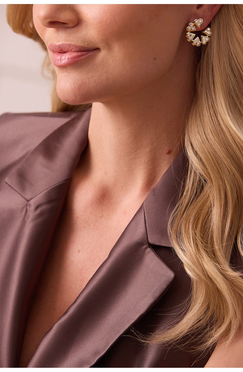 Sara Weinstock Honeycomb Diamond Heart Hoop Earrings, Alternate, color, Yellow Gold