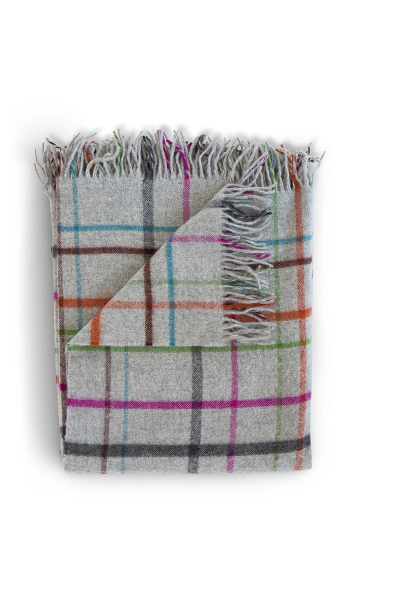 Evangeline Patterned Merino Throws, Main, color, Fog Plaid Multi