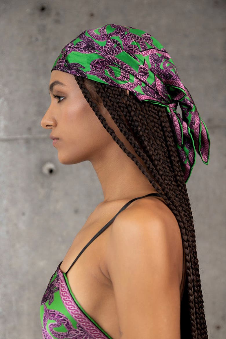 Silk Snake Scarf, Alternate, color, Magenta x jade