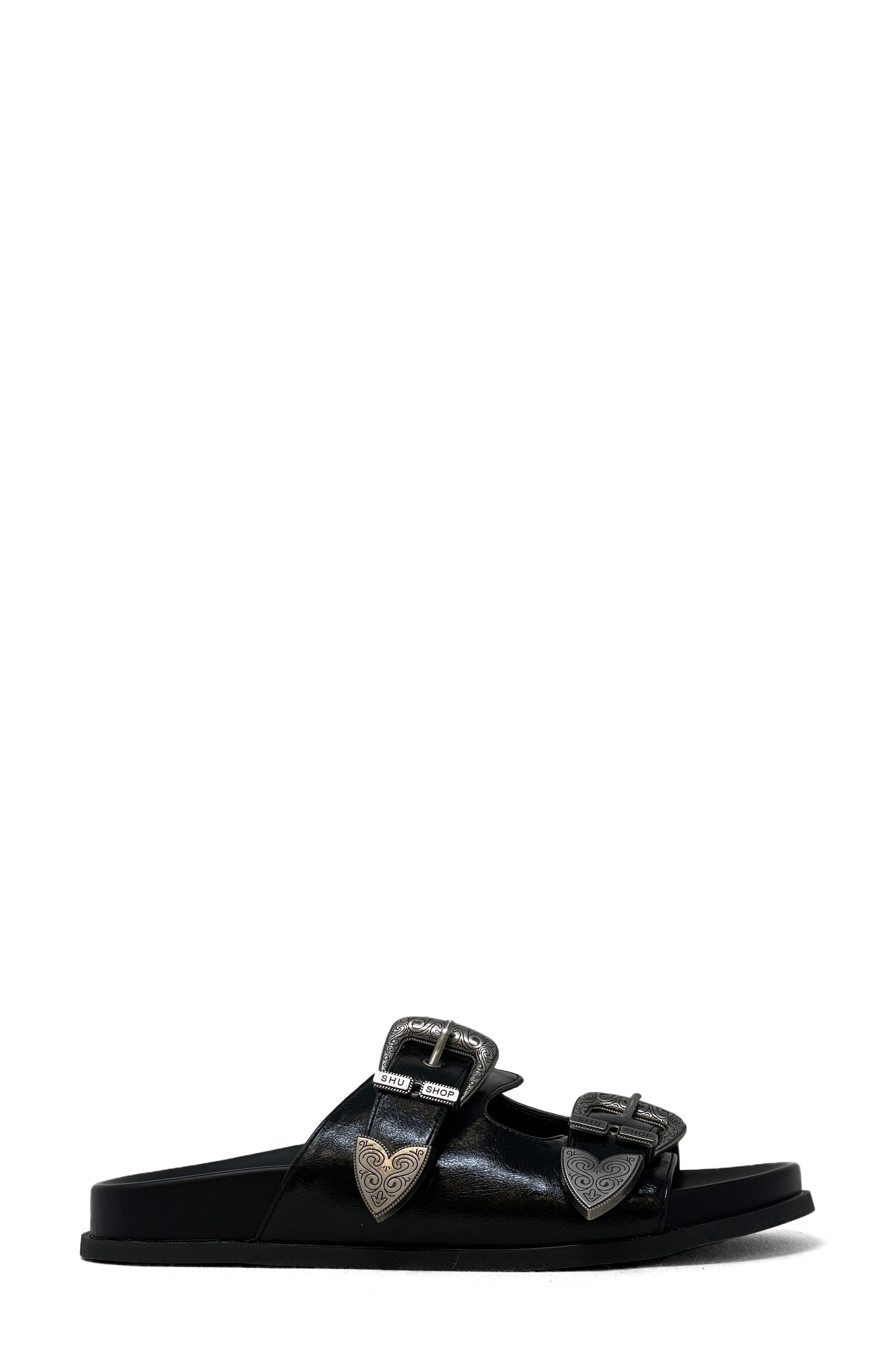 SHUSHOP Dolly Two-Strap Sandal, Alternate, color, Black